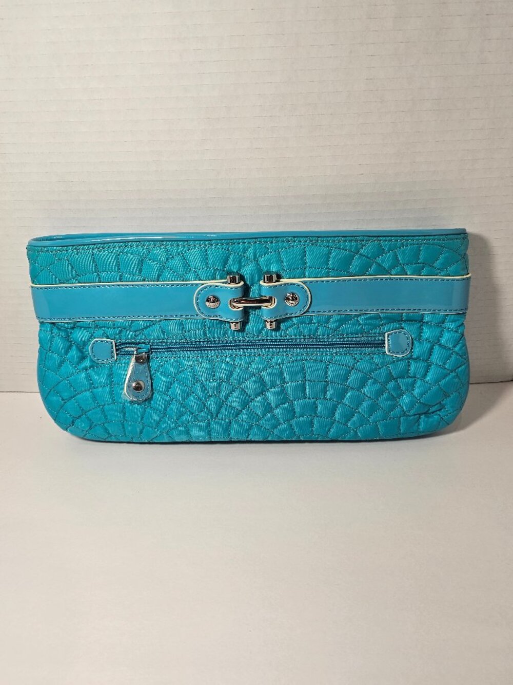 Vera Bradley Bistro Quilted Clutch Turquoise Wallet Tote Purse Bag Parisian